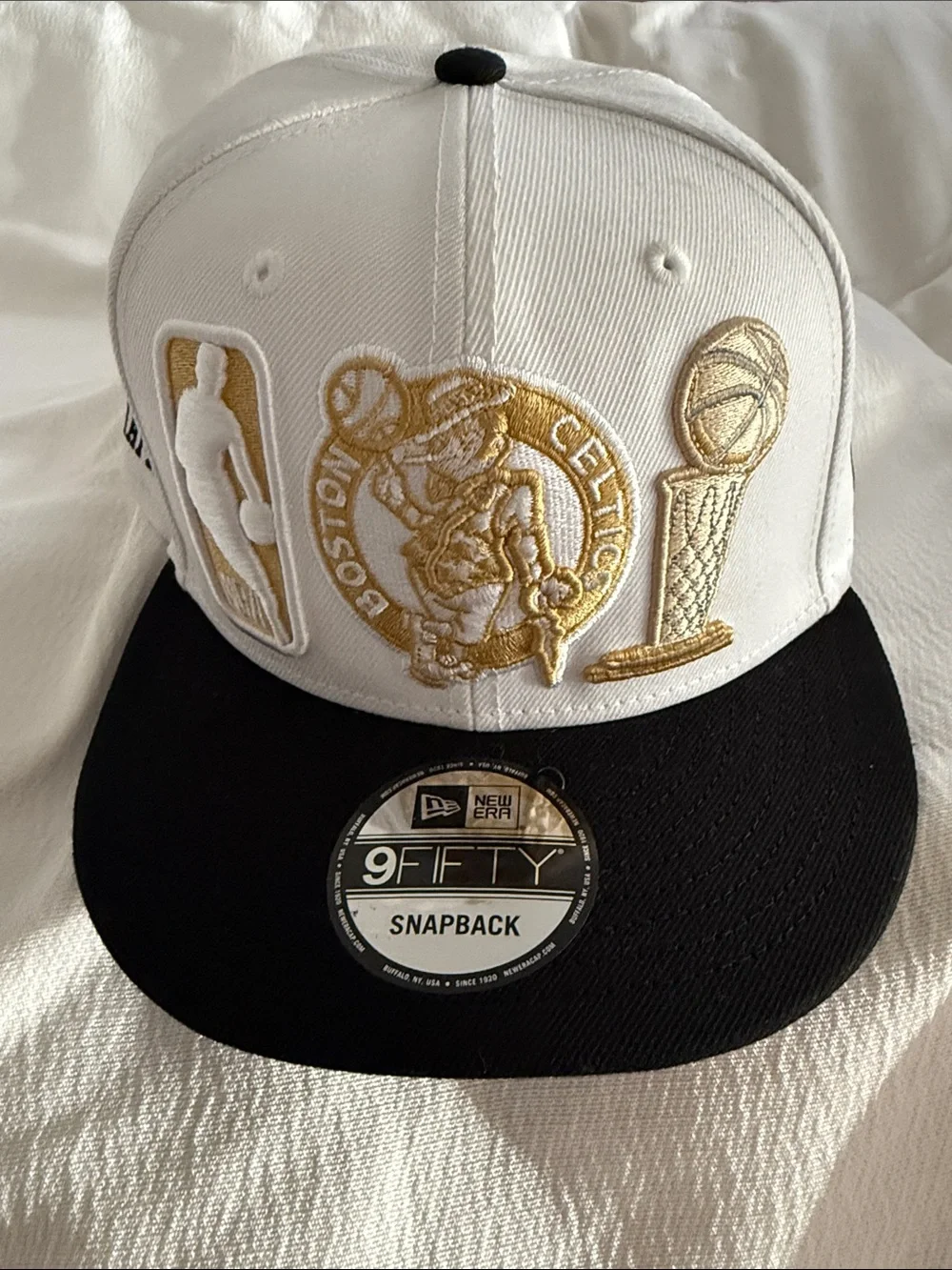 New Era White, Black & Gold Boston Celtics 9FIFTY Snapback Hat